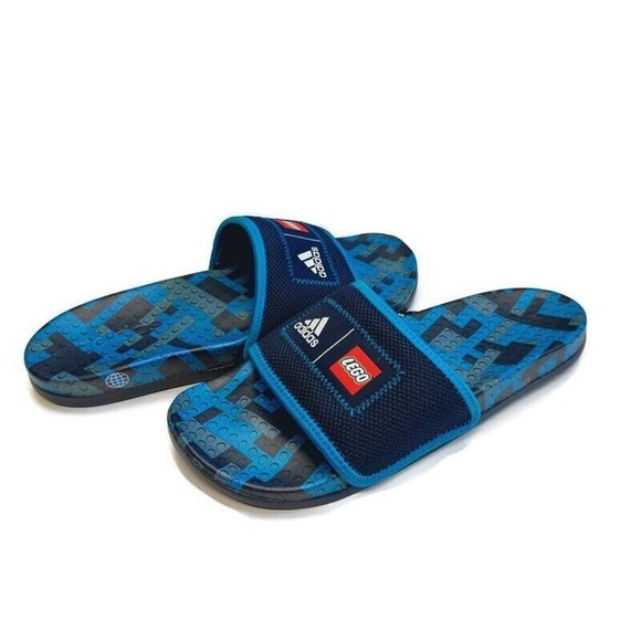 Adidas x LEGO Adilette Comfort Sandal Beach Slides Mens 8 Womens 9 GW0823 Blue - Picture 9 of 9